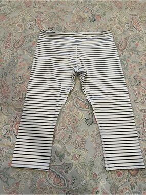 Striped White and Black Womens Leggings